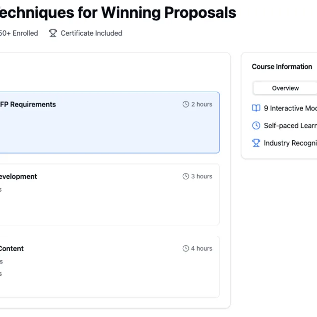 Advanced Techniques for Winning Proposals Course